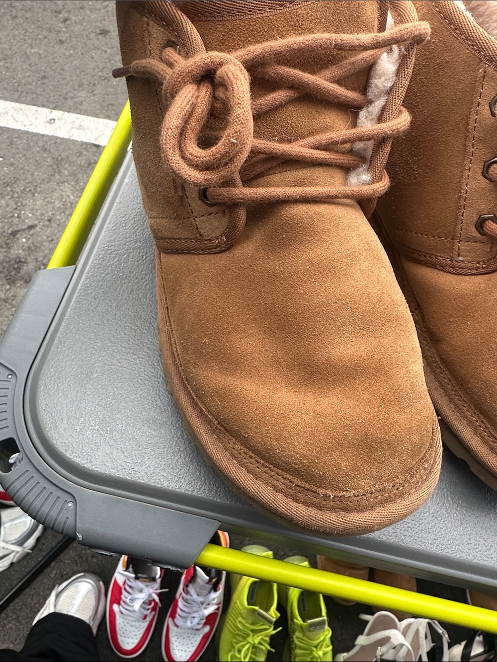 UGG Chestnut Brown Suede Lace-Up Shearling Boots - Picture 3 of 12